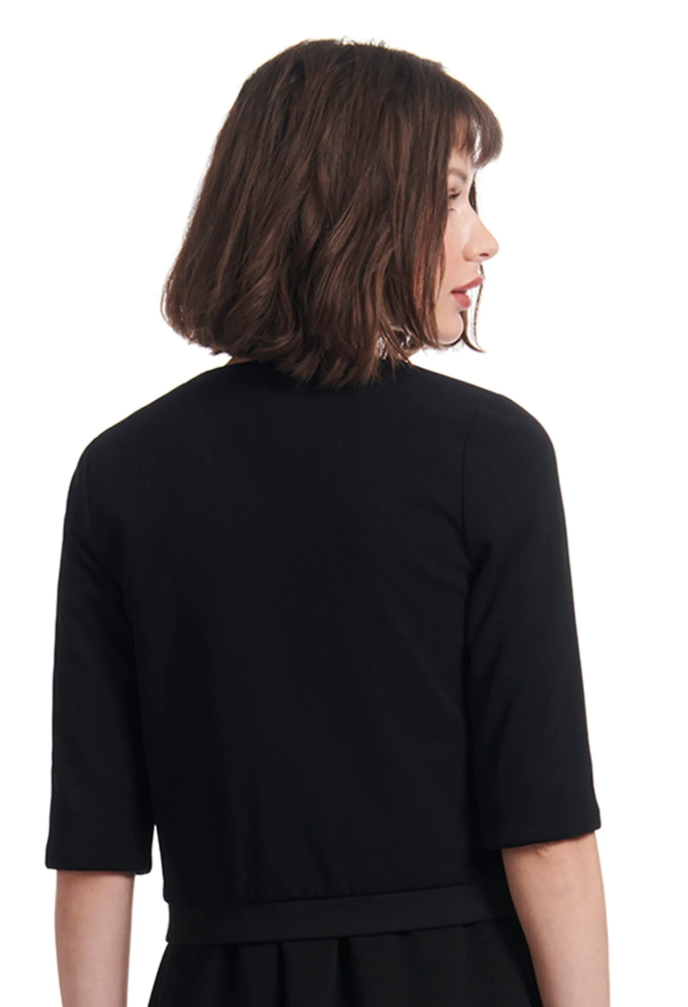 CREPE JACKET WITH CRYSTAL BOW BUTTONS