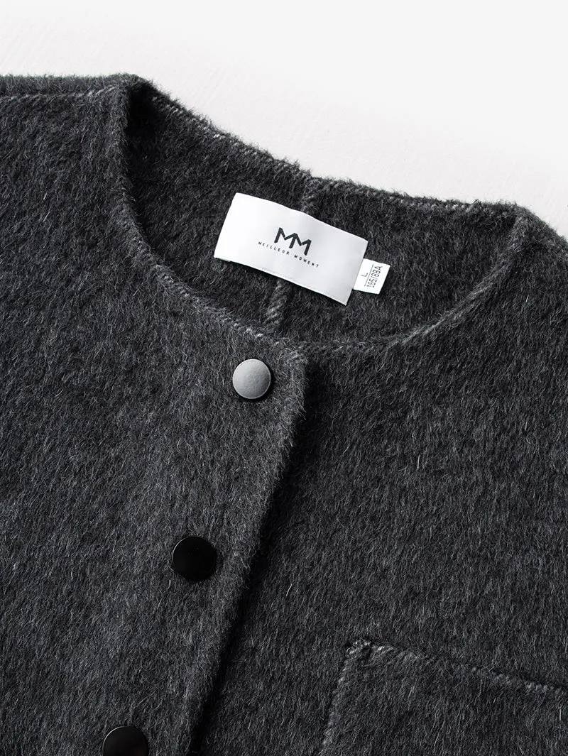 Crew Neck Wool Silk Coat
