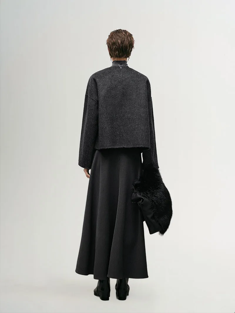 Crew Neck Wool Silk Coat
