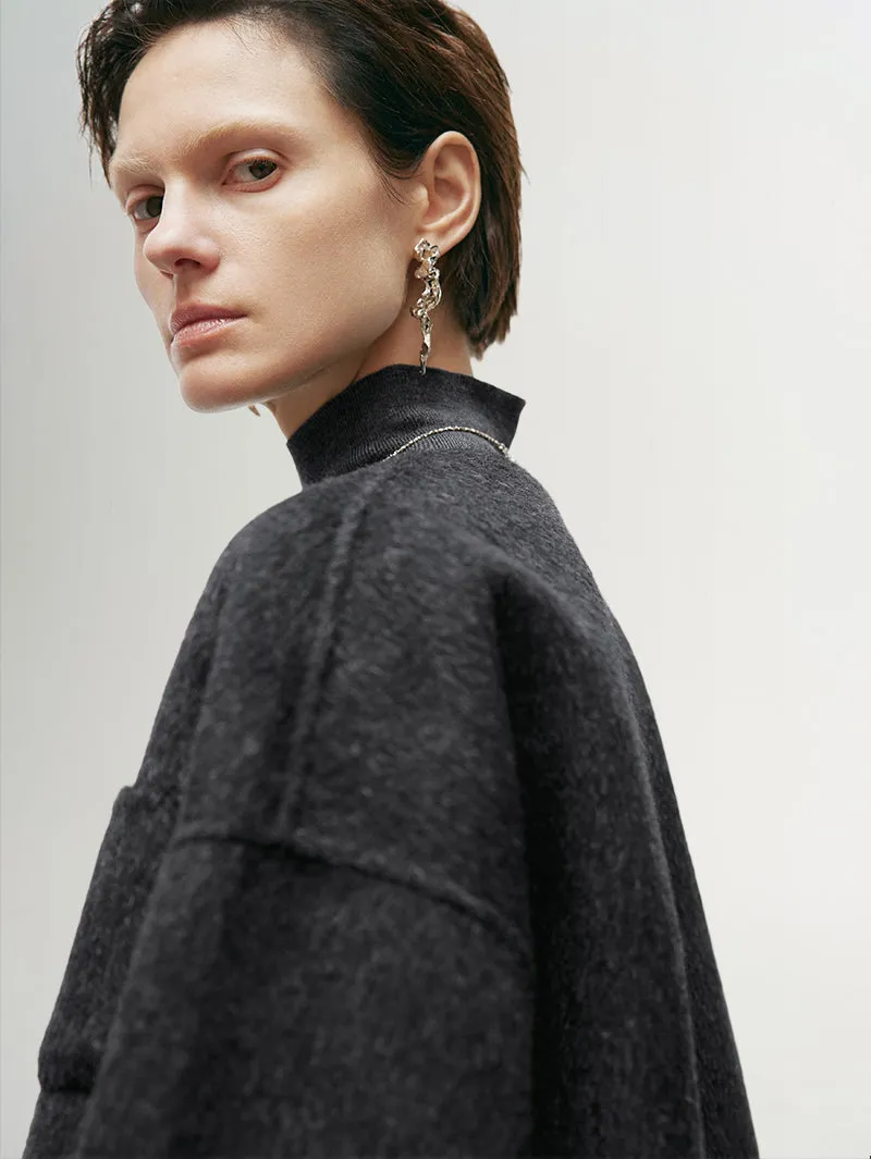 Crew Neck Wool Silk Coat