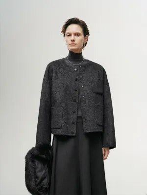 Crew Neck Wool Silk Coat