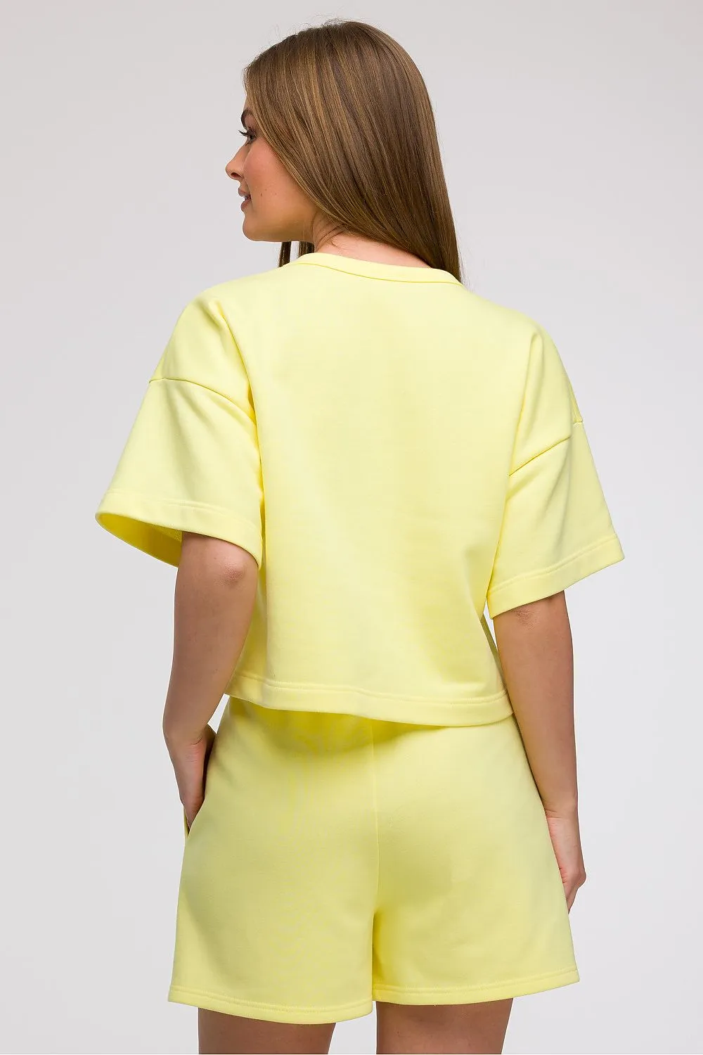 Cropped Boxy Blouse with Round Neck
