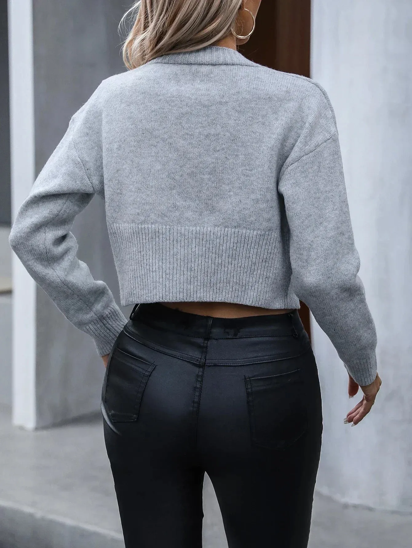 Cropped Button Front Knit Cardigan