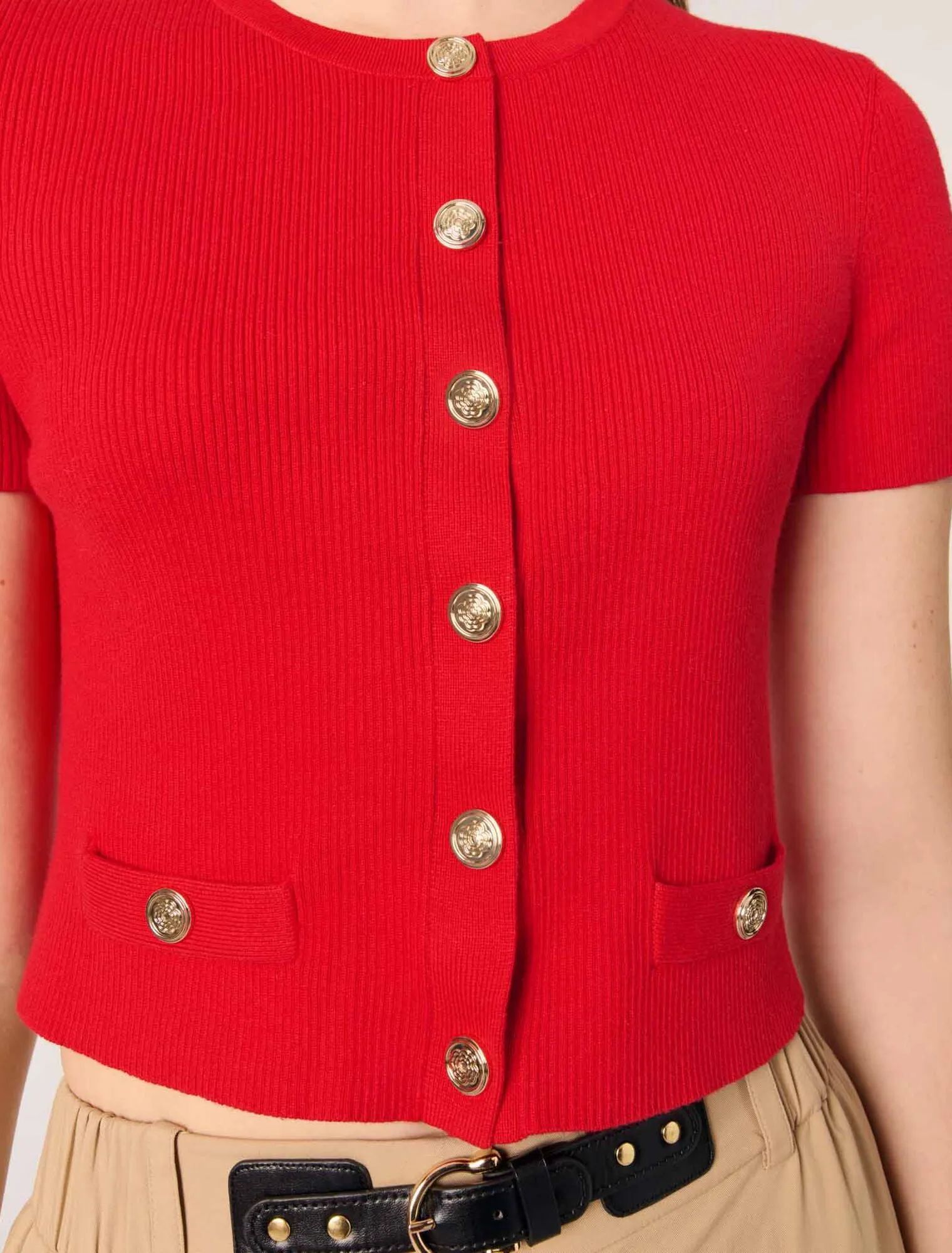 Cropped knit cardigan