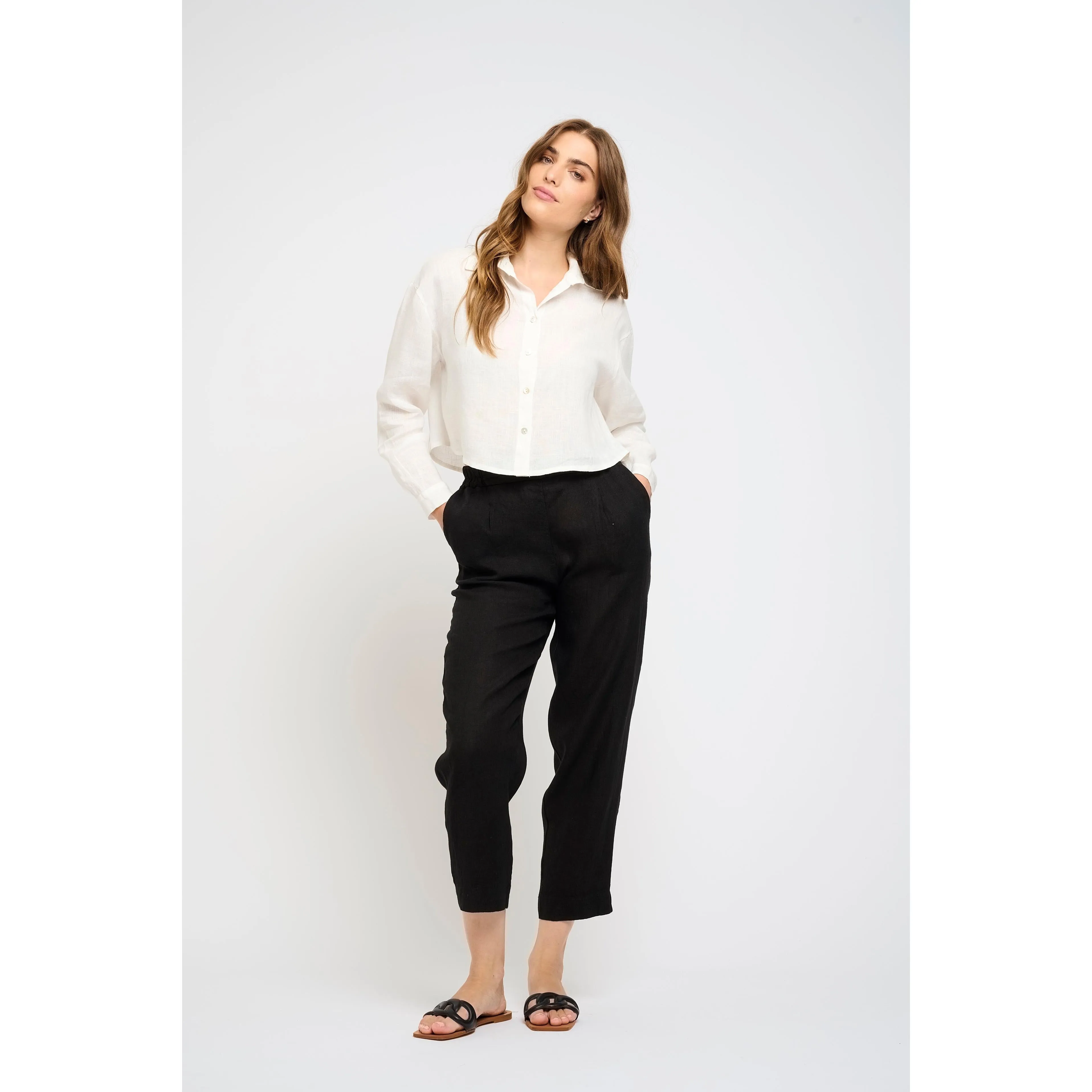 CROPPED LINEN BLOUSE