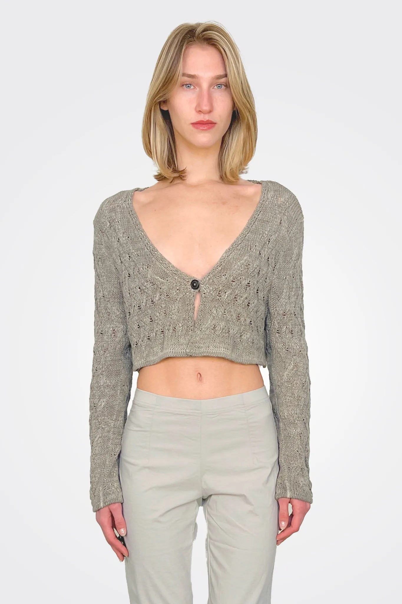 Cropped Mini Cardigan - Hay Cloud