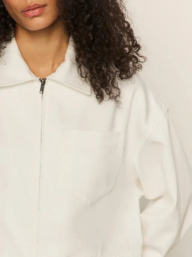 Cropped Paper Boy Jacket - Bleached White