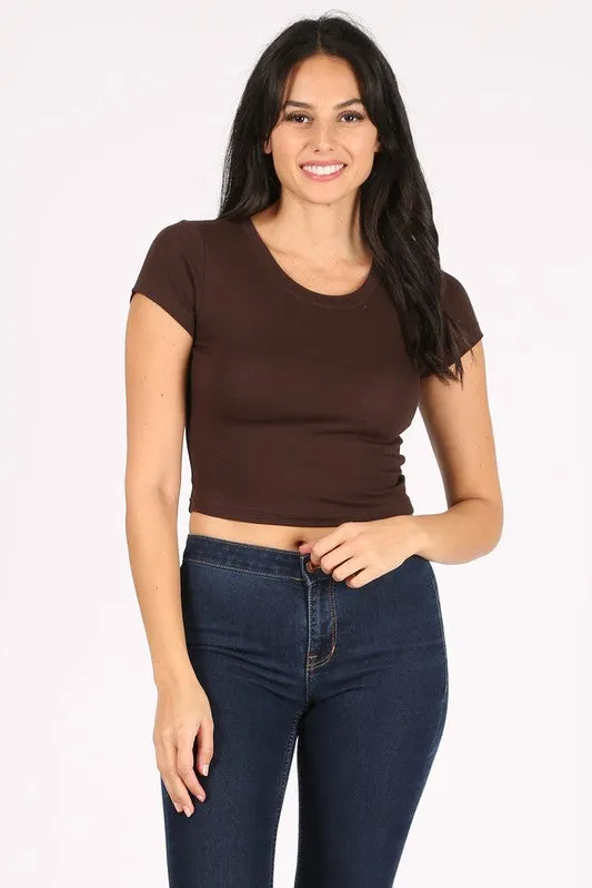 Cropped Scoop Neck Tee