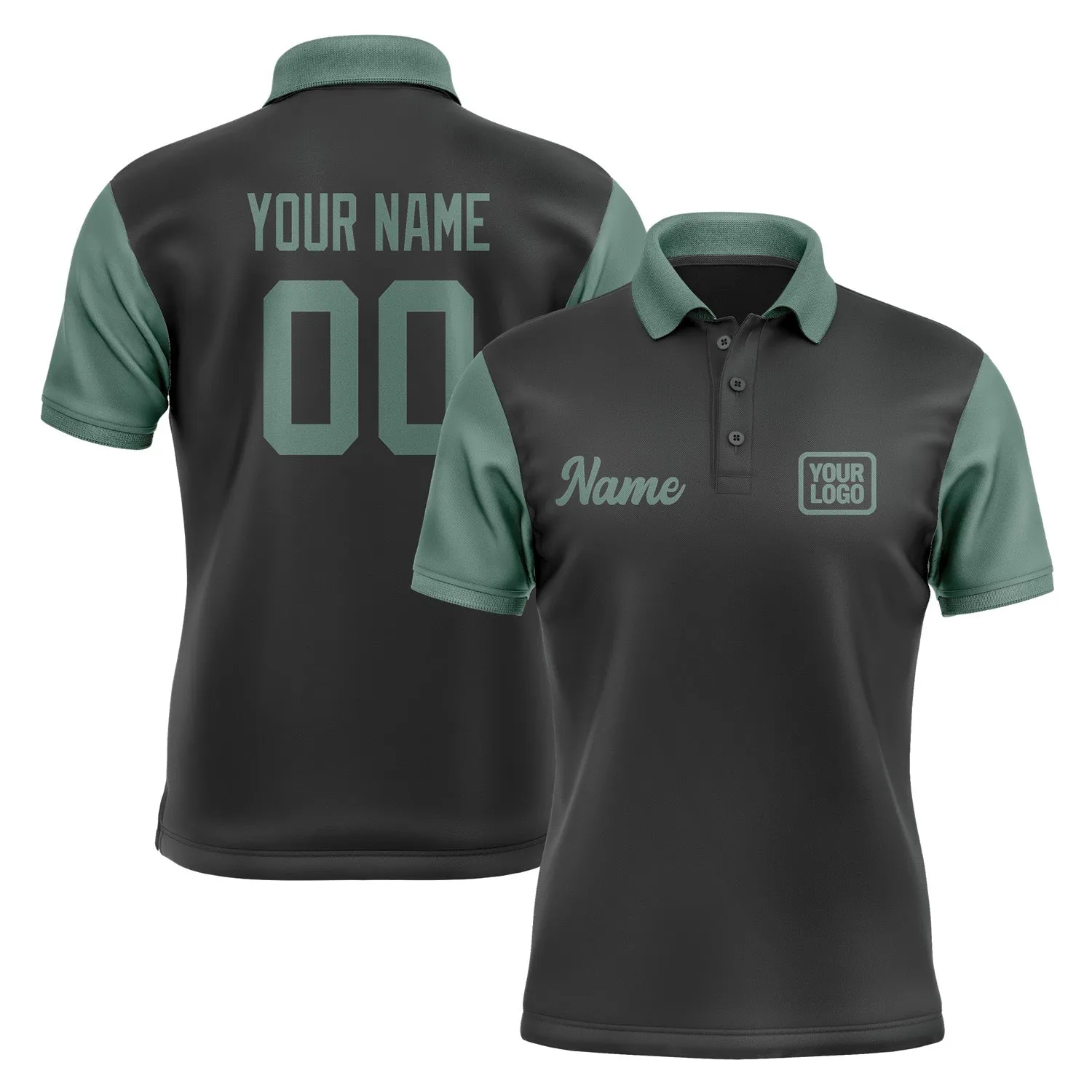 Custom Black Blue Green Short-Sleeve Polo Shirt