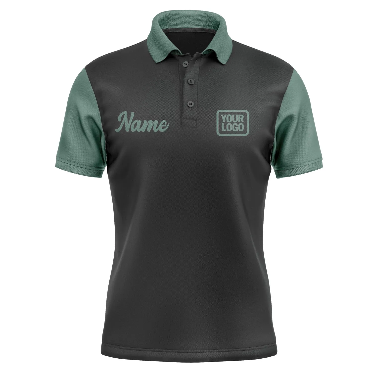 Custom Black Blue Green Short-Sleeve Polo Shirt