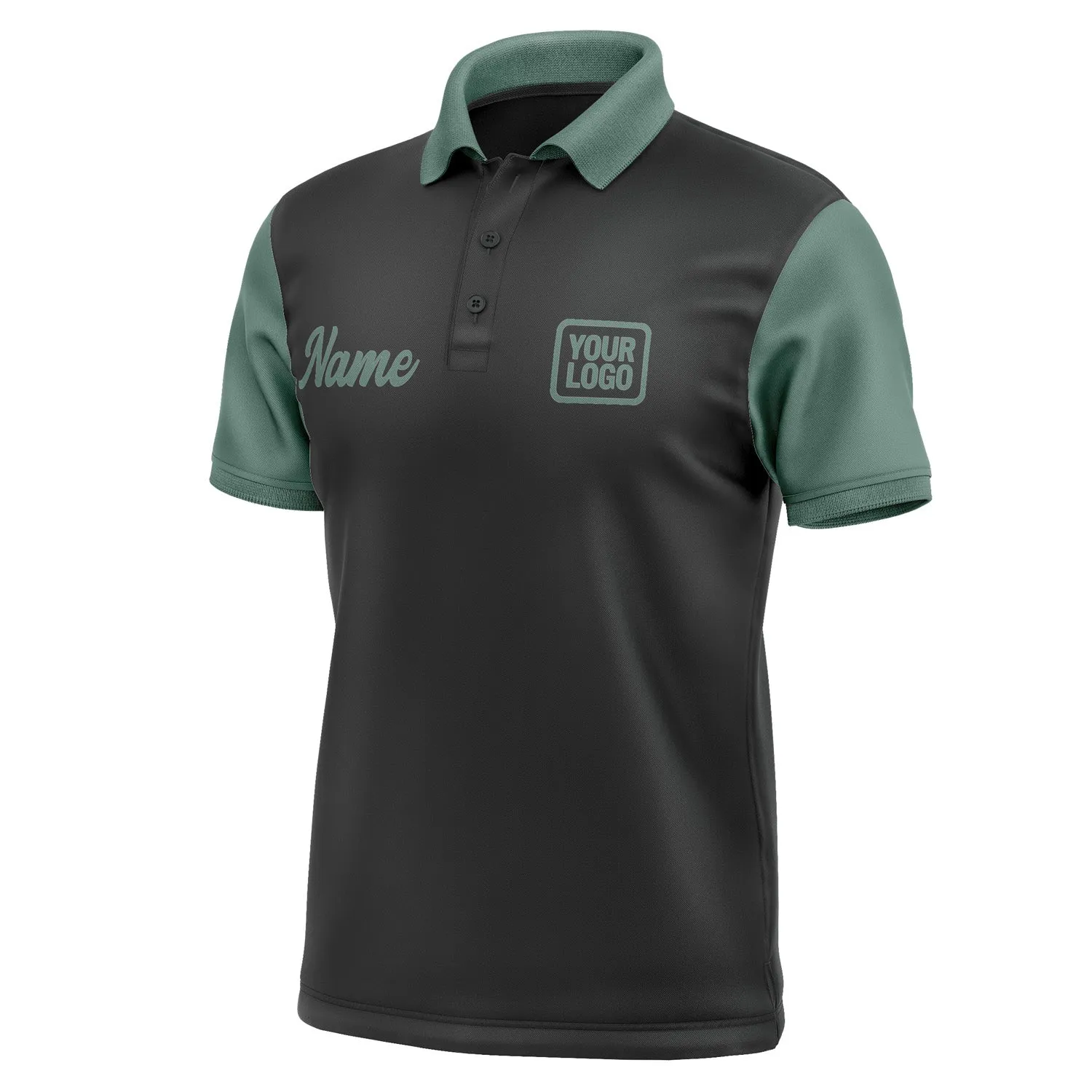 Custom Black Blue Green Short-Sleeve Polo Shirt