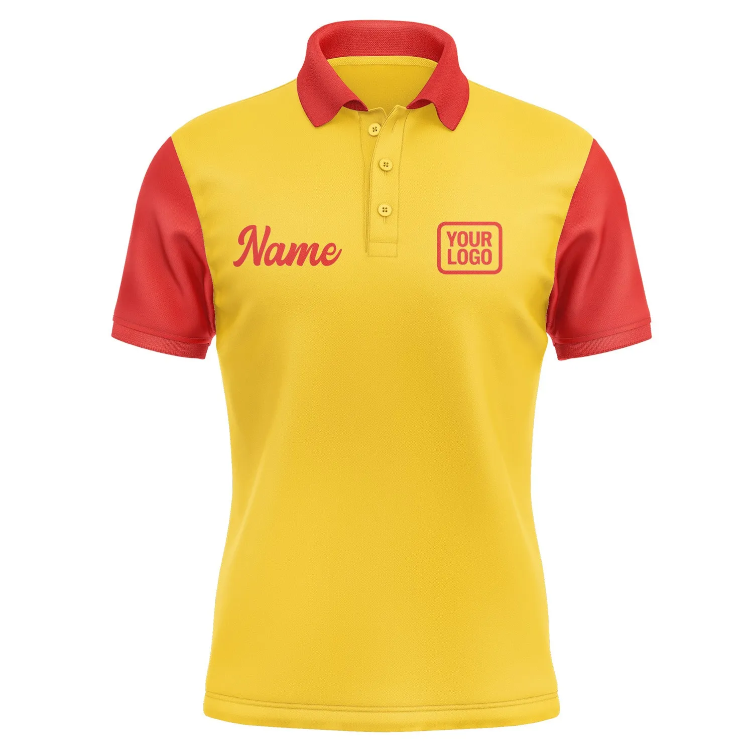 Custom Gold Orange Red Short-Sleeve Polo Shirt