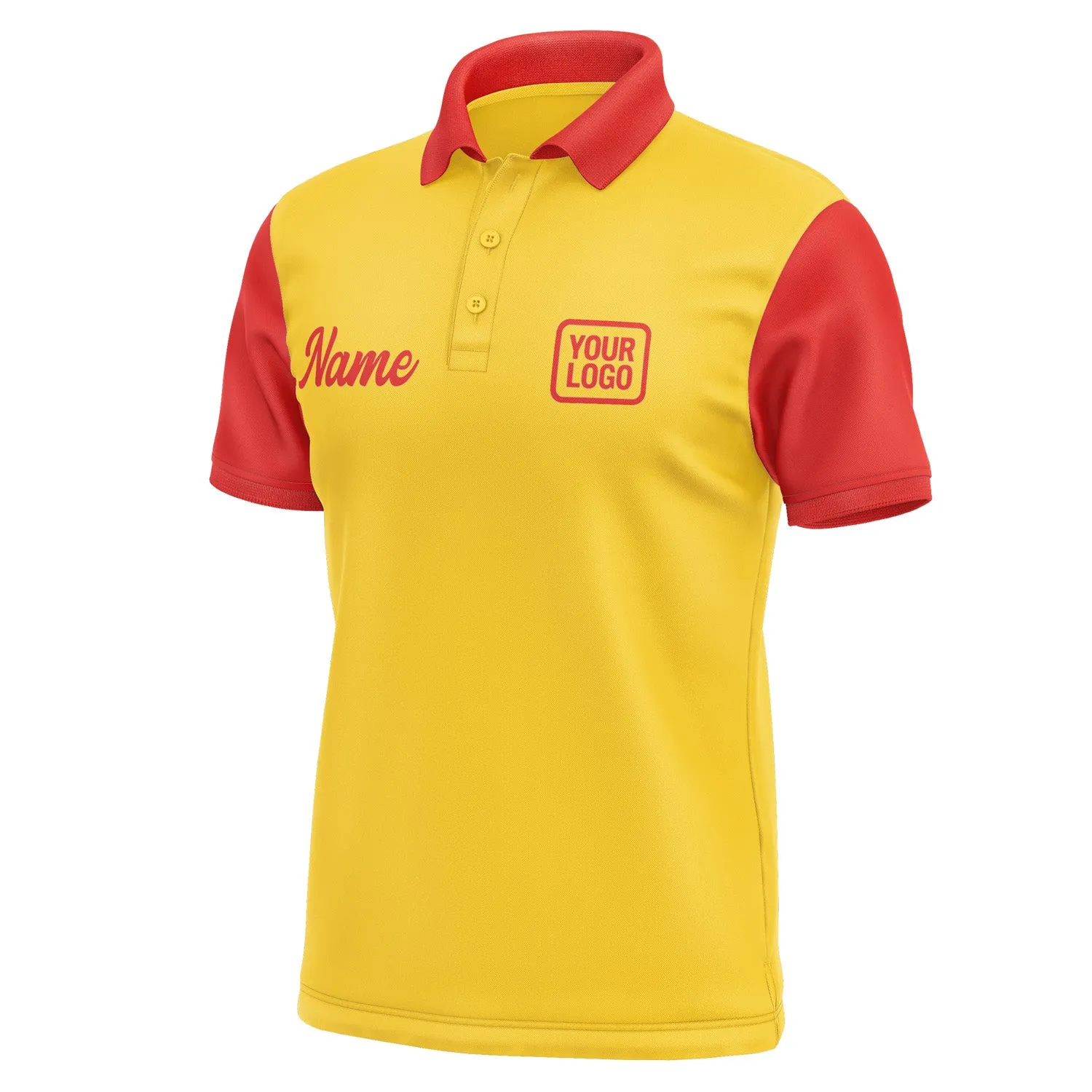 Custom Gold Orange Red Short-Sleeve Polo Shirt