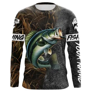 Custom Largemouth Bass Fishing Camo Personalized bass fishing jerseys Long sleeve shirt NQS5078