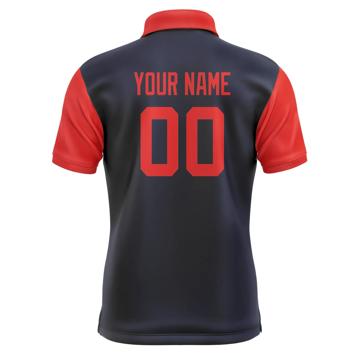 Custom Navy Orange Red Short-Sleeve Polo Shirt