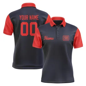 Custom Navy Orange Red Short-Sleeve Polo Shirt