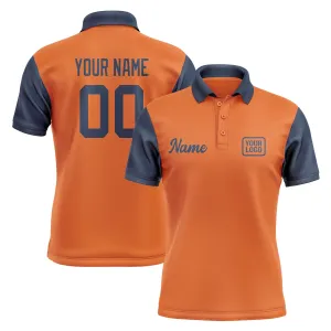 Custom Orange Blue Short-Sleeve Polo Shirt