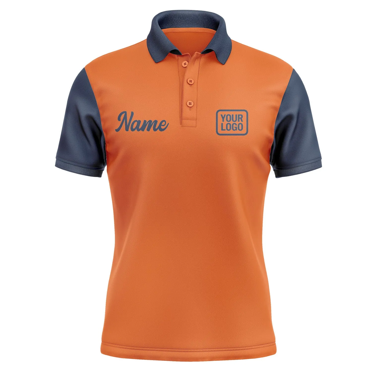 Custom Orange Blue Short-Sleeve Polo Shirt