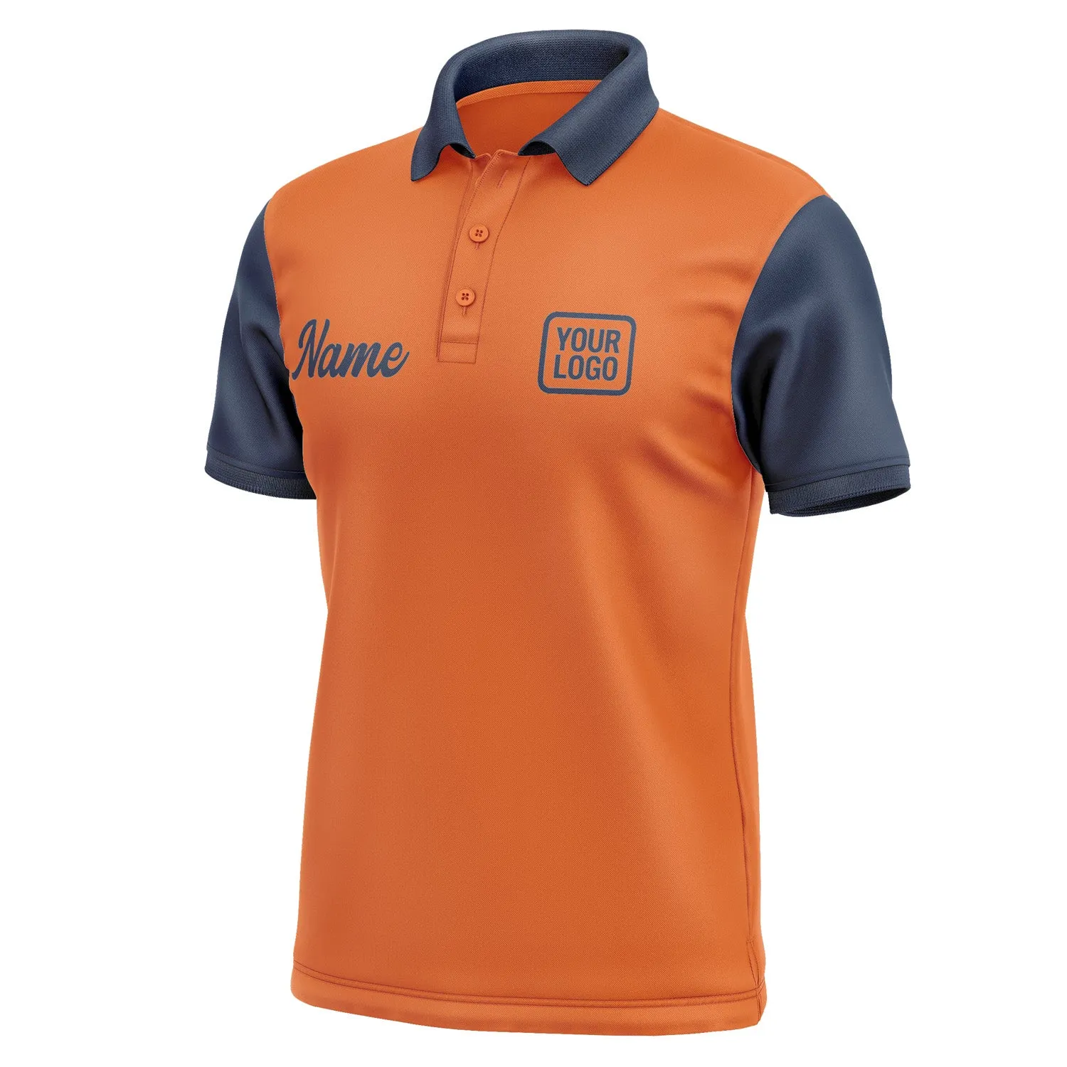 Custom Orange Blue Short-Sleeve Polo Shirt