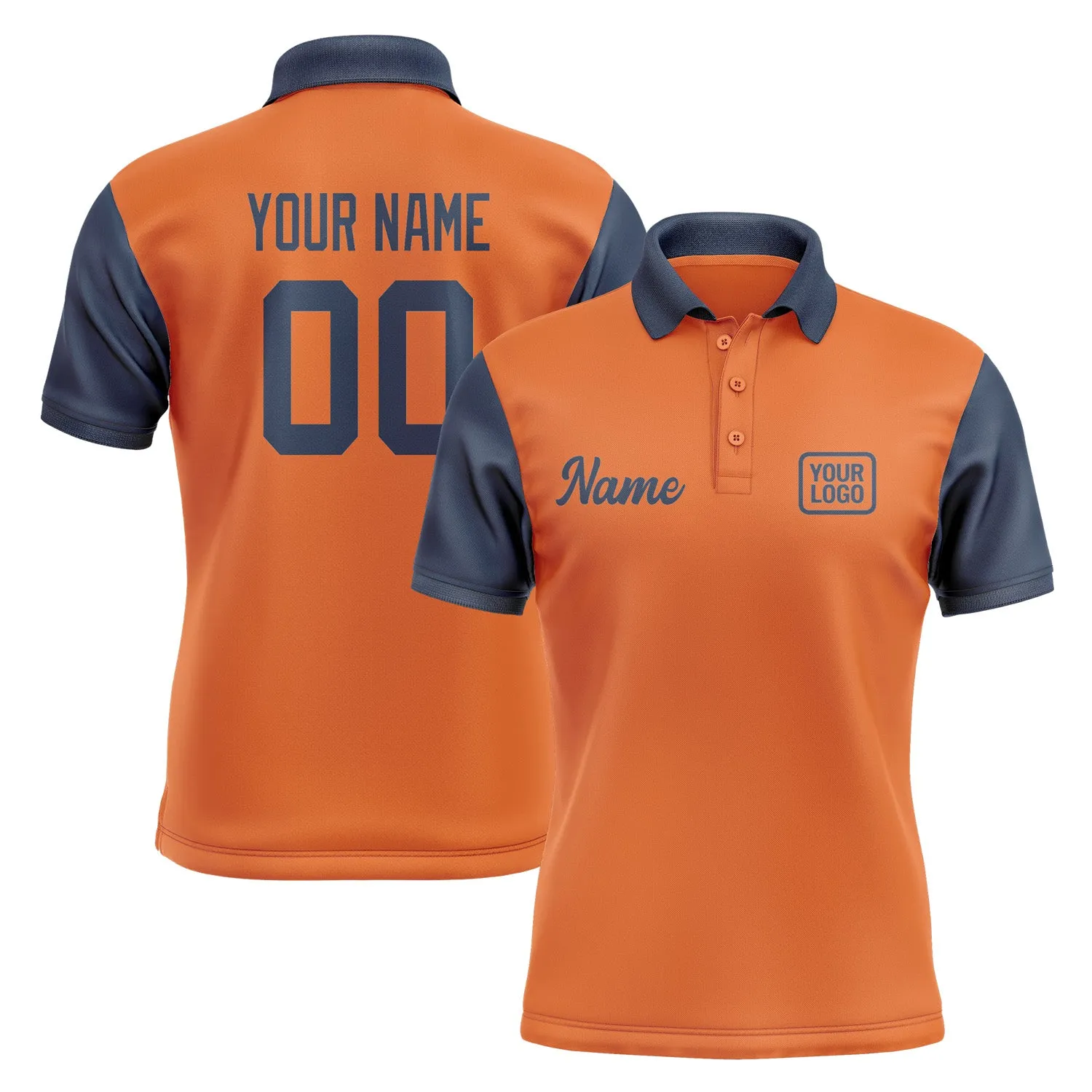 Custom Orange Blue Short-Sleeve Polo Shirt