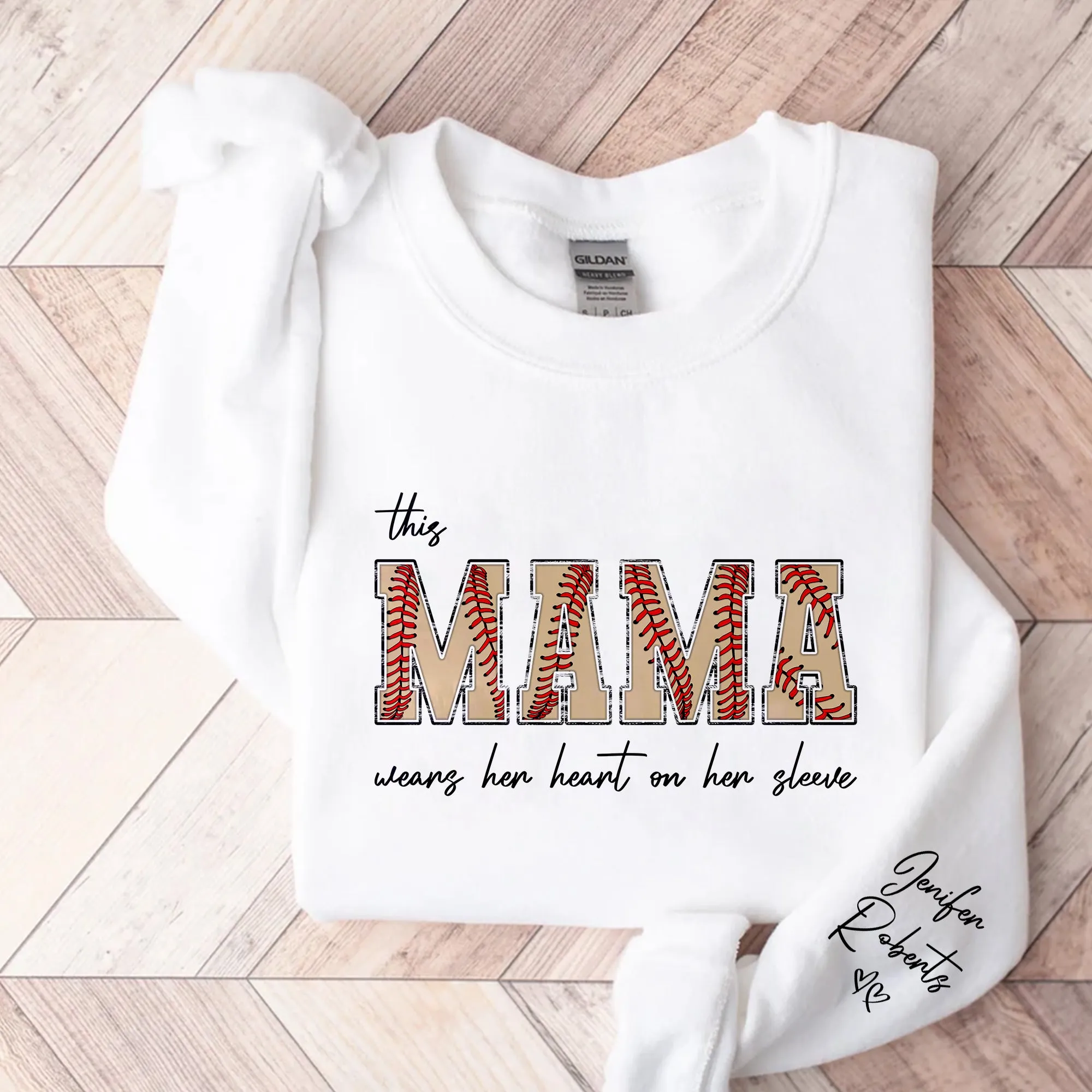 Custom Softball Mama Sweatshirt with Kids Name on Sleeve, Softball Top for Mom, Softball Season Hoodie, Sports Mom Tee, Softball Game Shirt