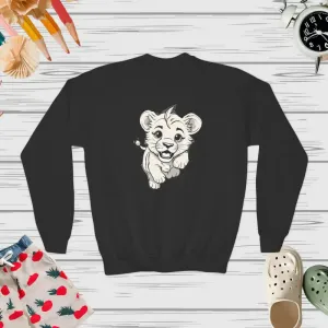 Cute Lion Youth Crewneck Sweatshirt for Trendy Kids