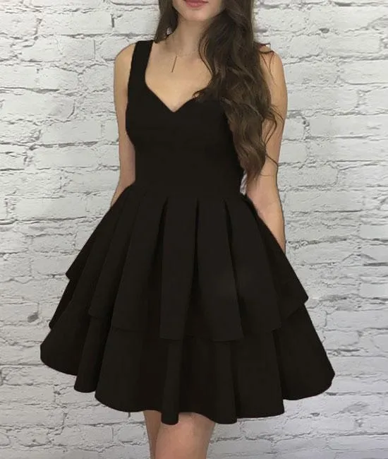 Cute Sweetheart Neck Burgundy Prom Dress, Burgundy Evening Dress, Black Short Prom Dress
