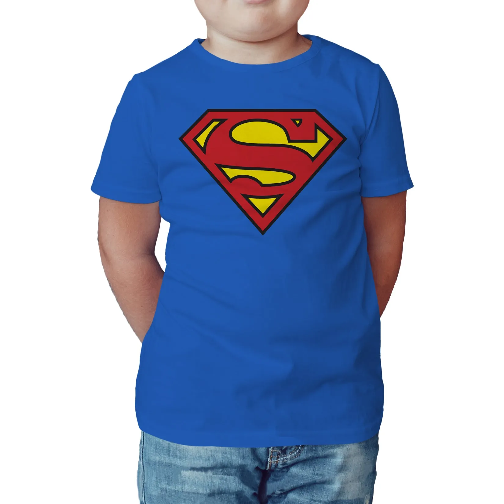 DC Comics Superman Logo Classic Official Kid's T-shirt (Blue)