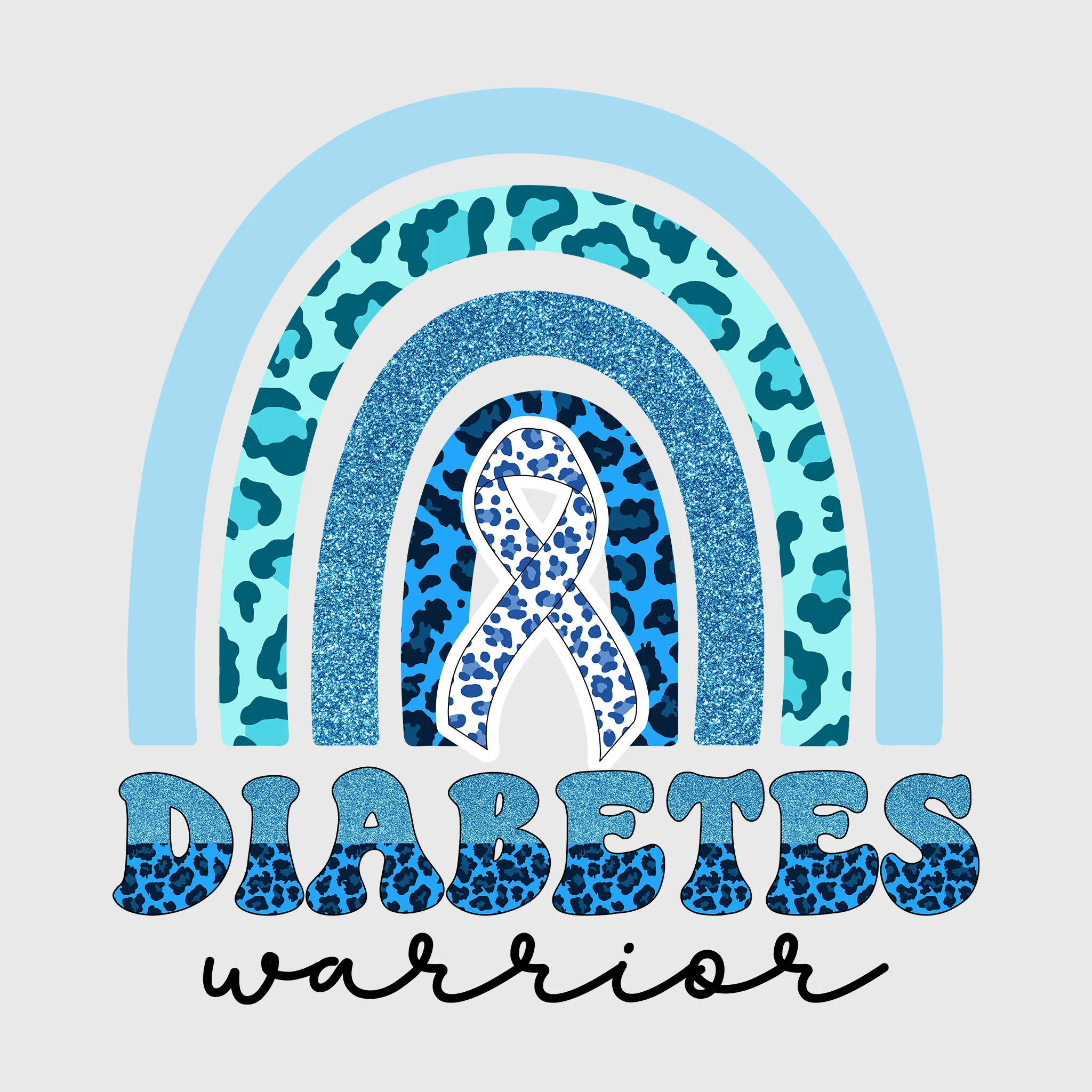 Diabetes Awareness Blue Rainbow Transfer