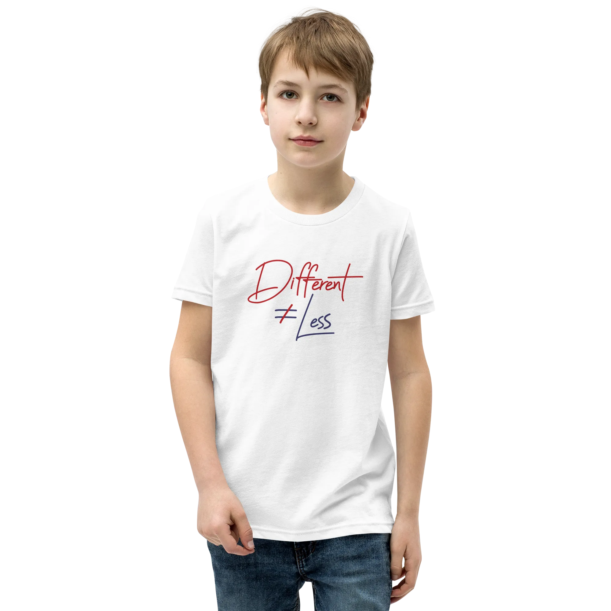 Different Does Not Equal Less (Original Clean Design) Youth Light Color T-Shirts