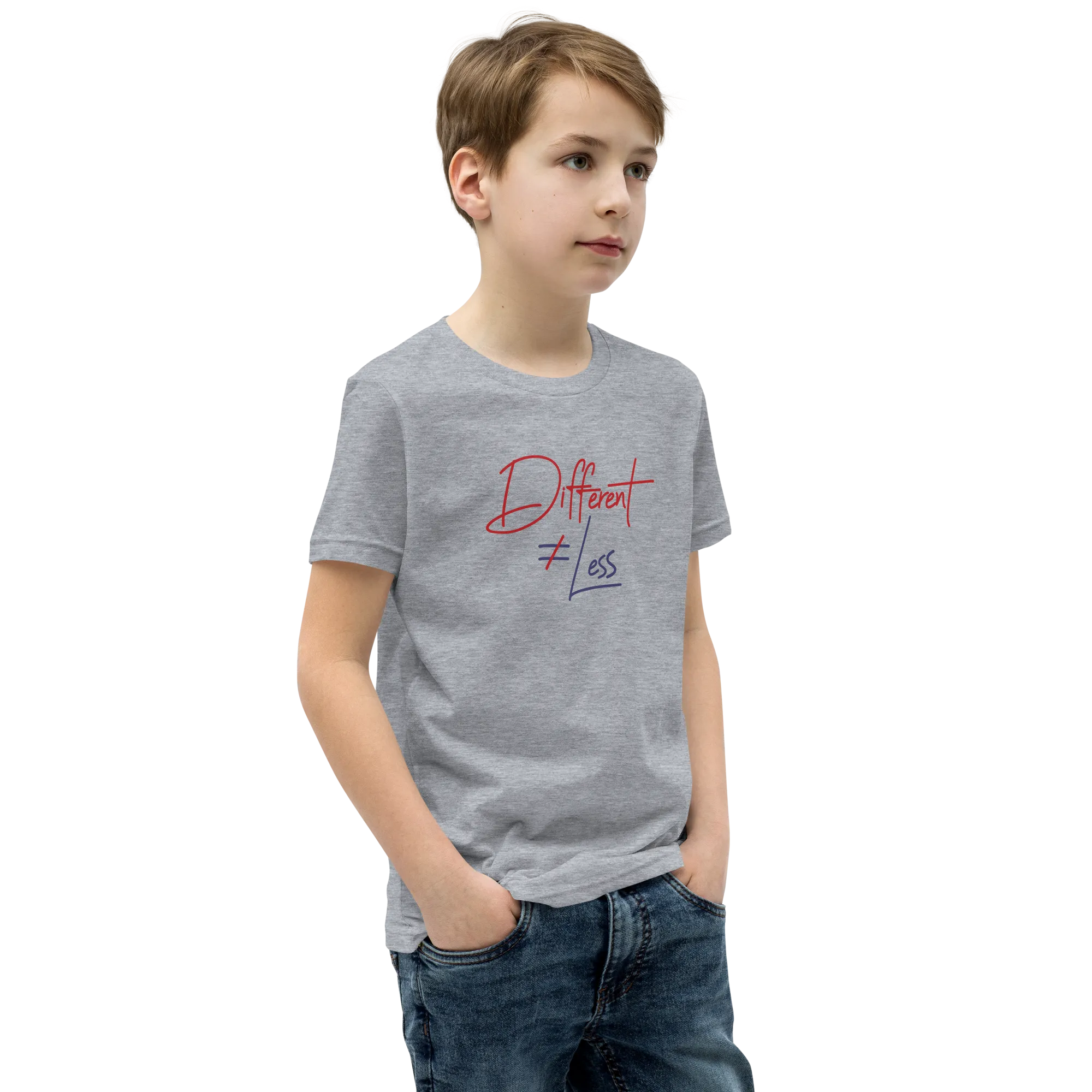 Different Does Not Equal Less (Original Clean Design) Youth Light Color T-Shirts