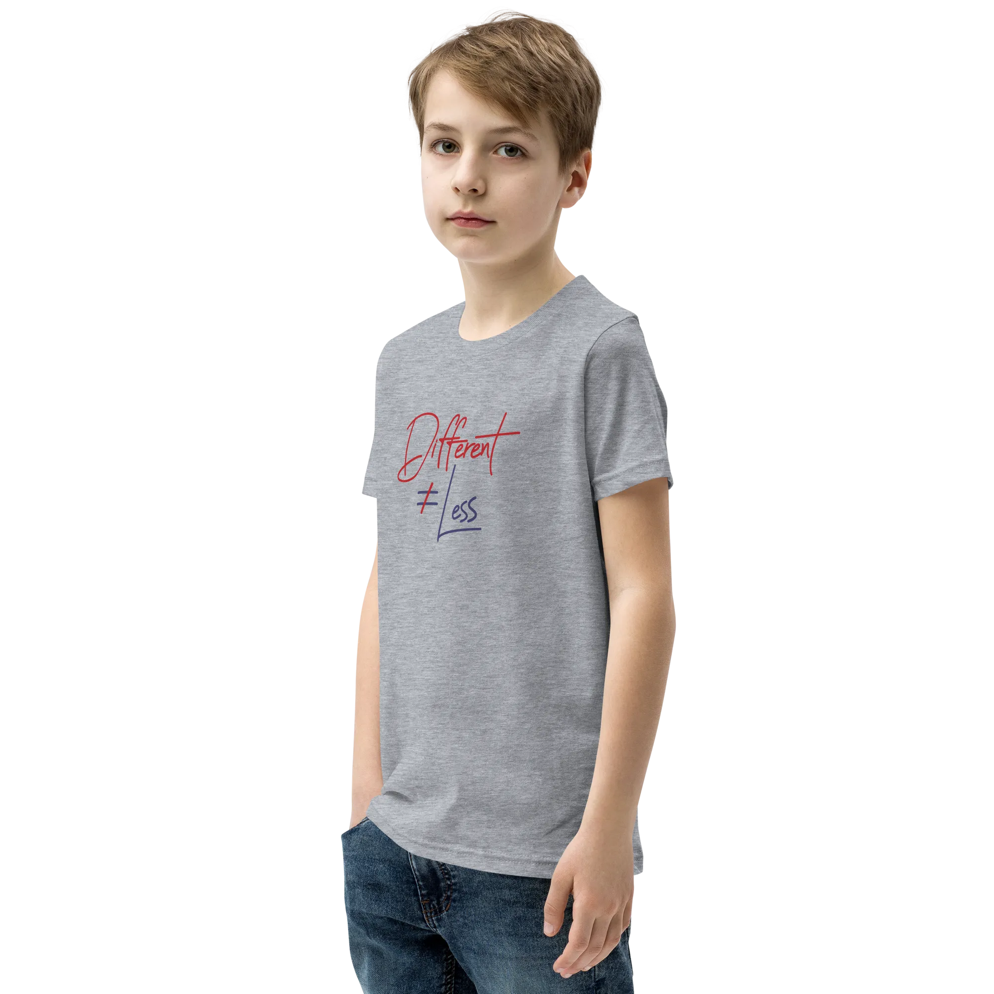 Different Does Not Equal Less (Original Clean Design) Youth Light Color T-Shirts