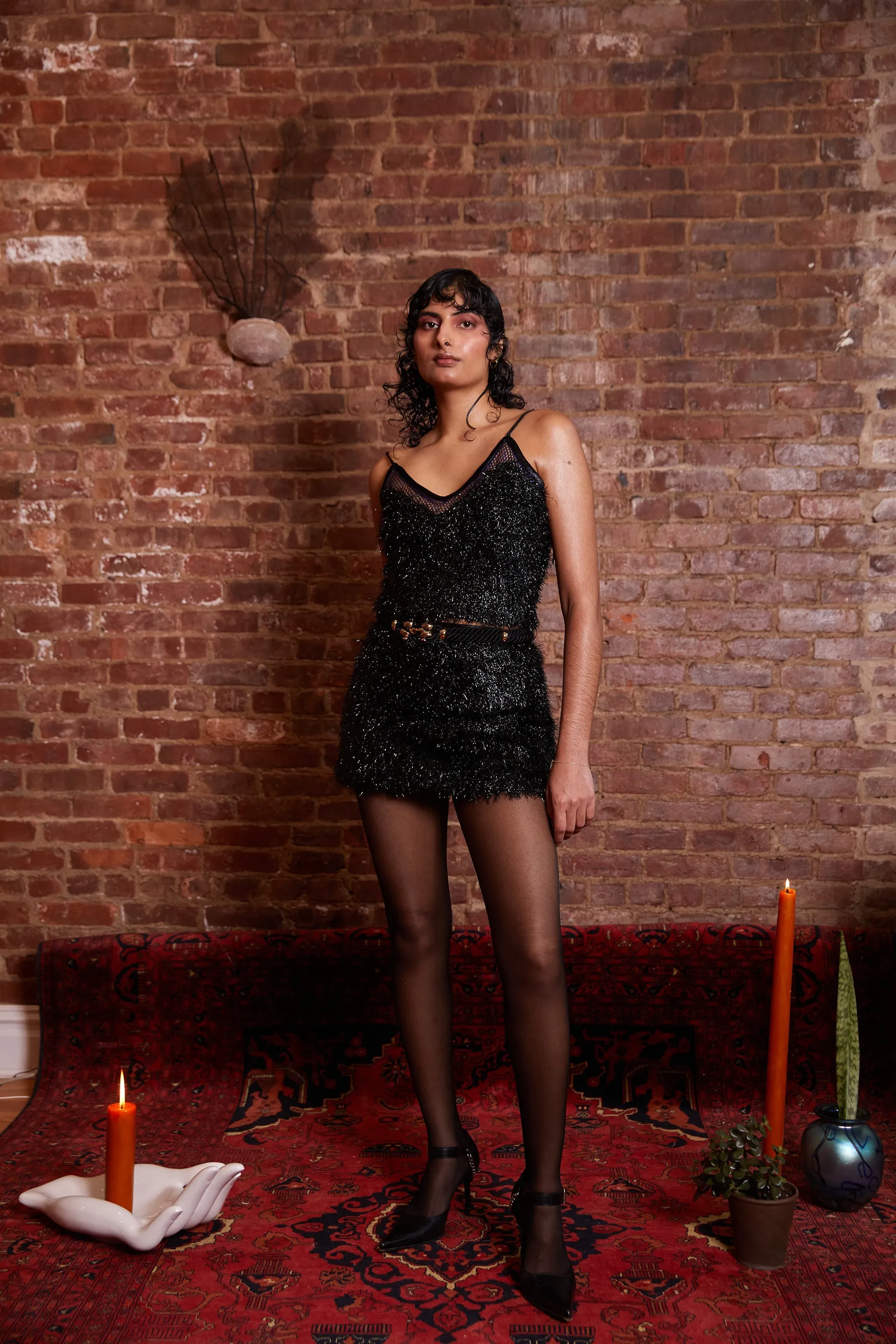 Disco Frill Tank - Black