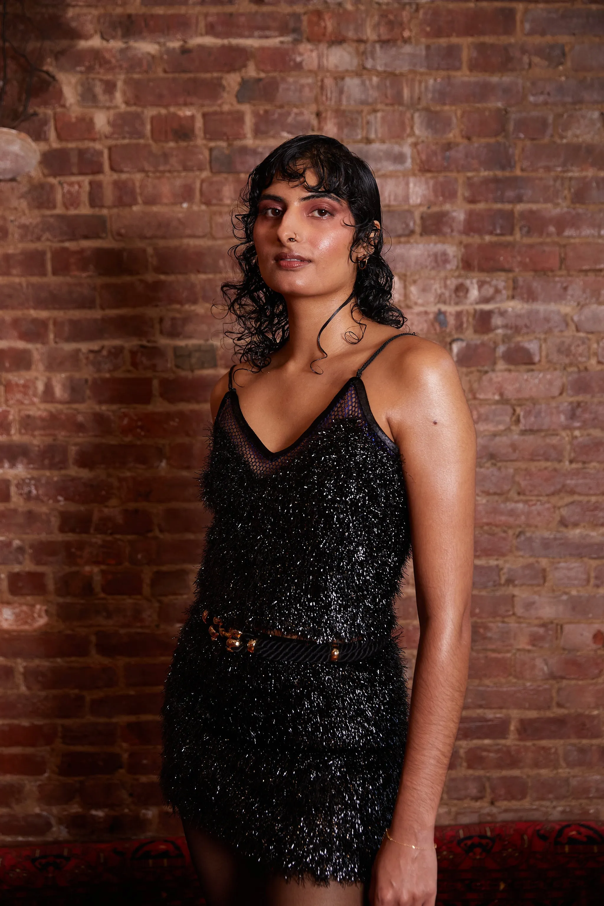 Disco Frill Tank - Black