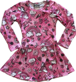DORI CREATIONS-Long Sleeve Dress (Candyland Pink)