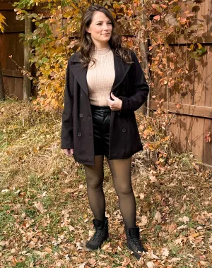 Double Button Black Coat