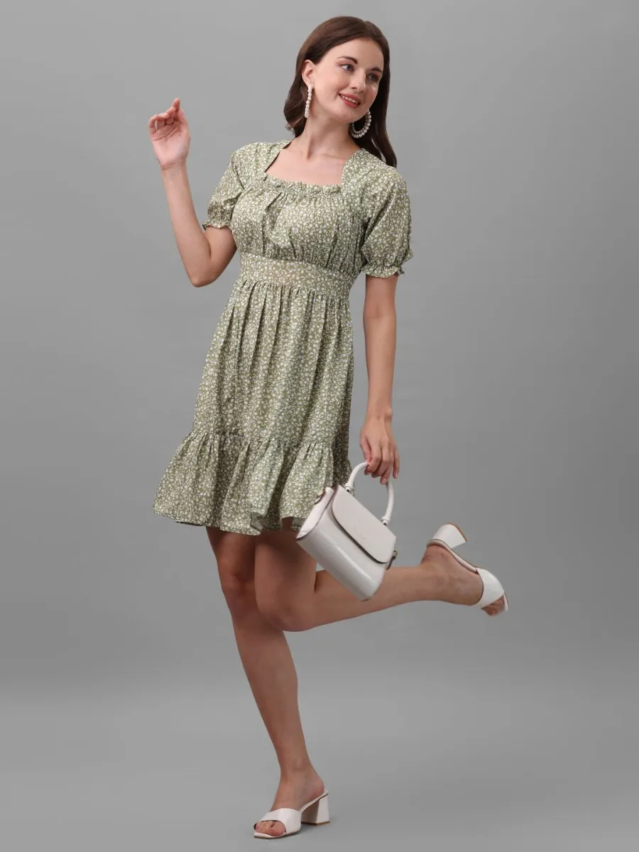 dresses for Women western wear floral Green