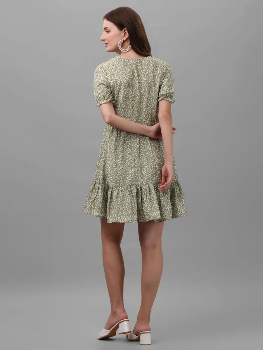 dresses for Women western wear floral Green