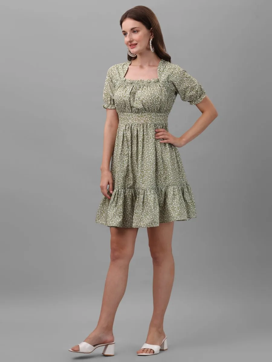 dresses for Women western wear floral Green