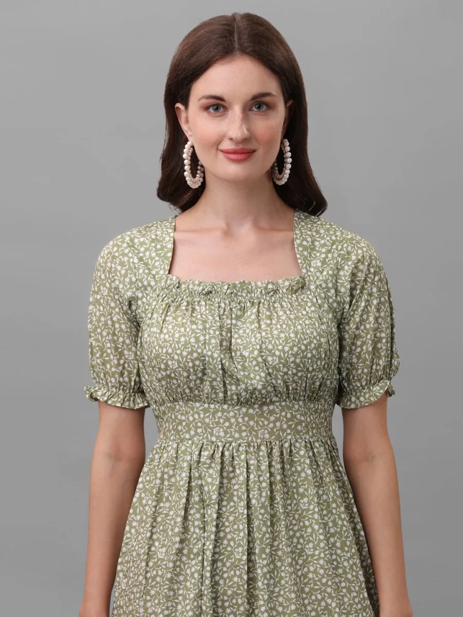 dresses for Women western wear floral Green
