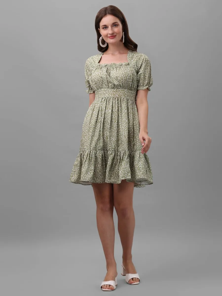 dresses for Women western wear floral Green