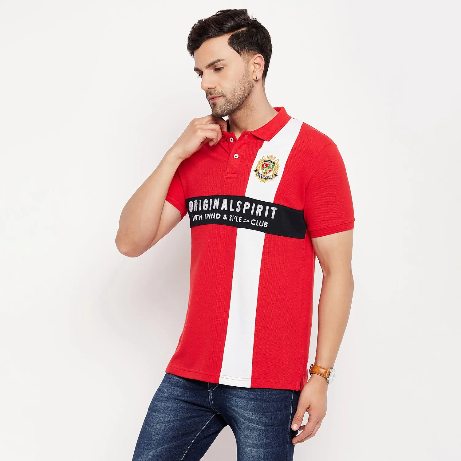 Duke Stardust Men Half Sleeve Polo Neck Cotton T-shirt (4049)