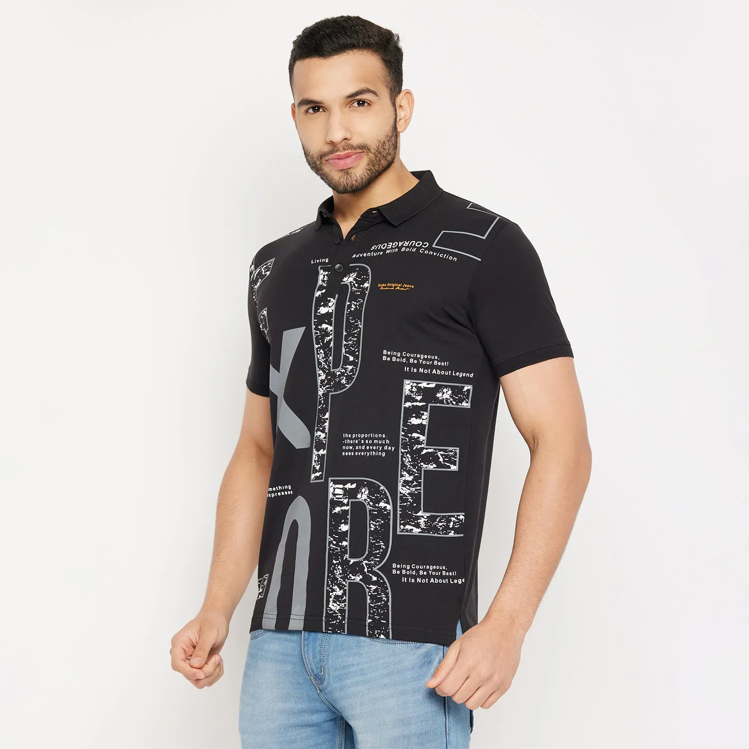 Duke Stardust Men Half Sleeve Polo Neck Cotton T-shirt (4388)