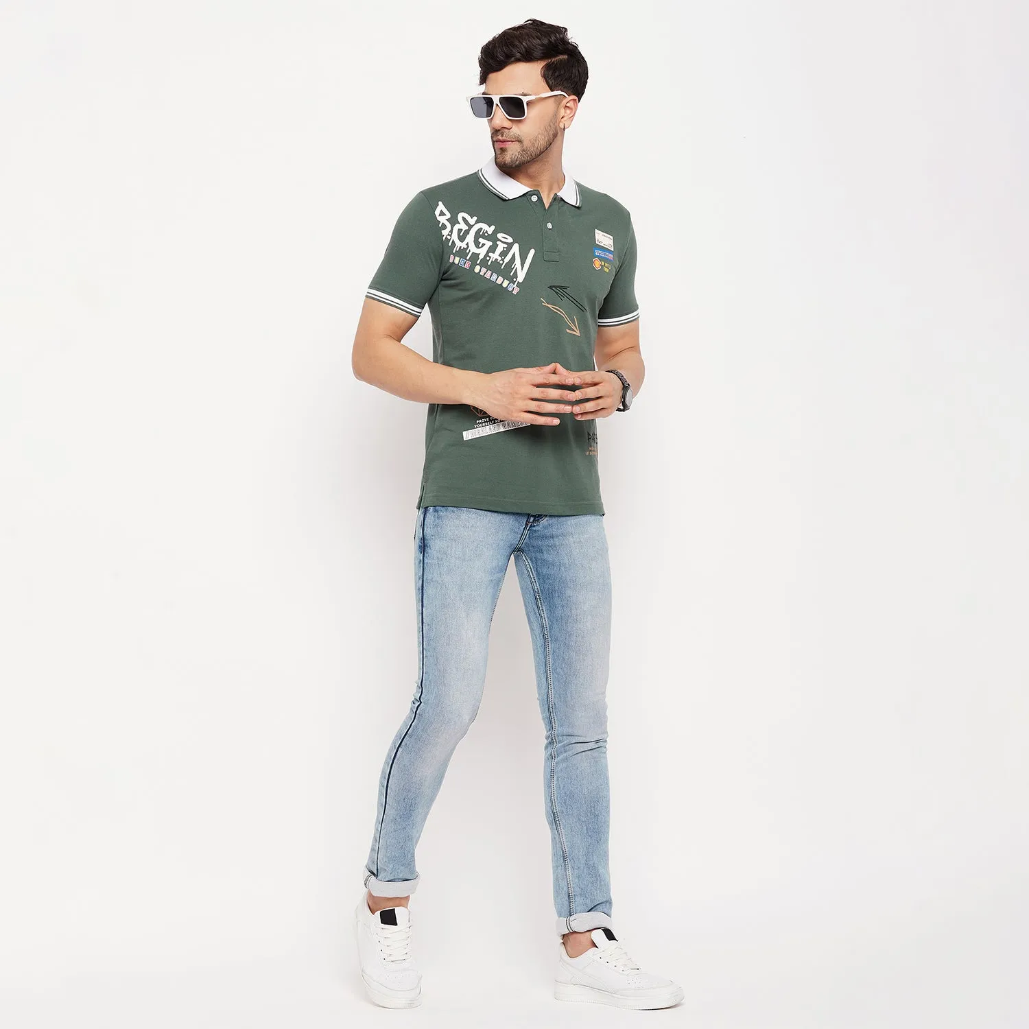 Duke Stardust Men Half Sleeve Polo Neck Cotton T-shirt (LF5793)