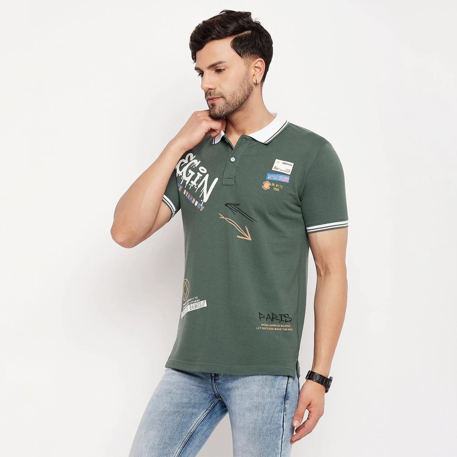 Duke Stardust Men Half Sleeve Polo Neck Cotton T-shirt (LF5793)