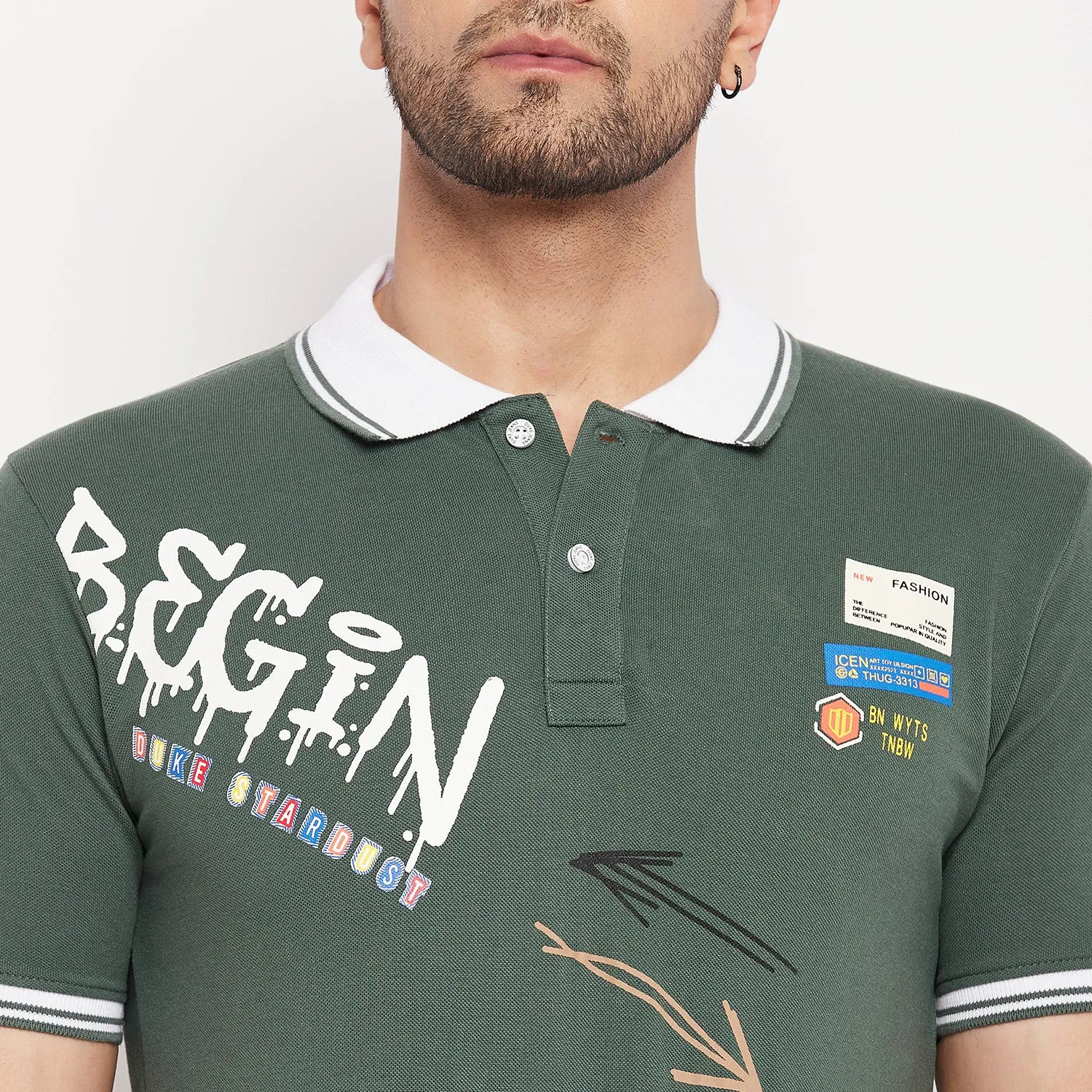Duke Stardust Men Half Sleeve Polo Neck Cotton T-shirt (LF5793)