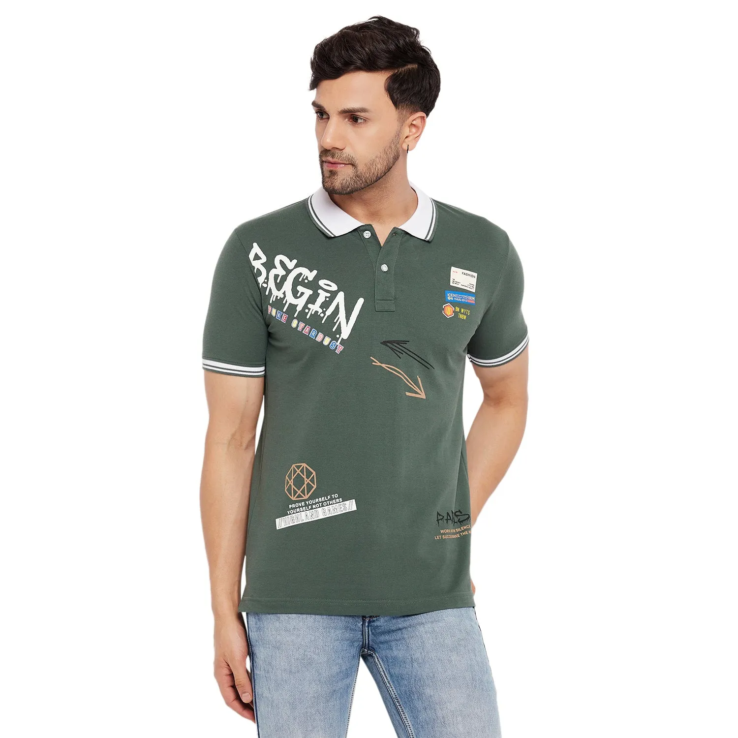 Duke Stardust Men Half Sleeve Polo Neck Cotton T-shirt (LF5793)