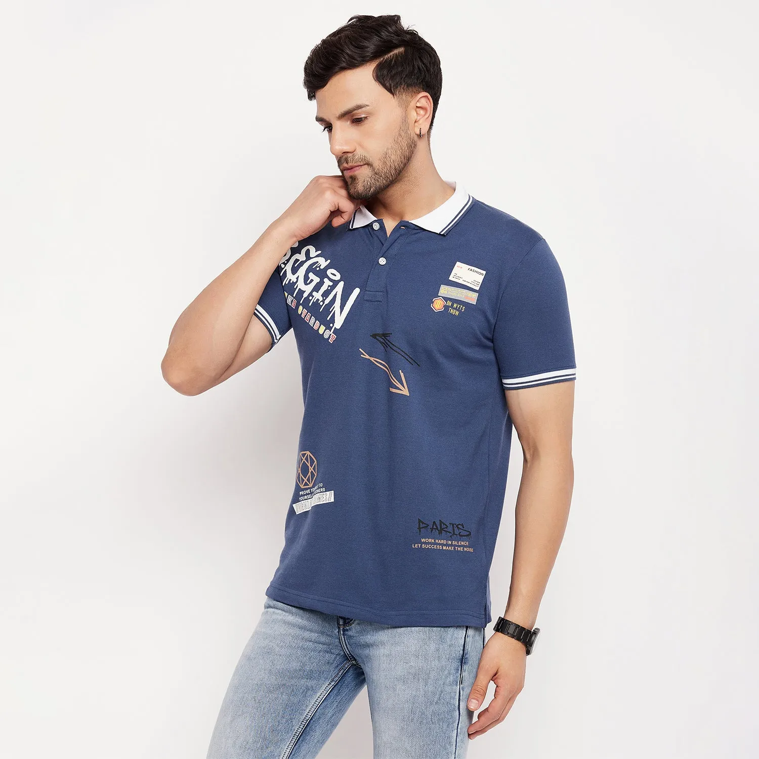 Duke Stardust Men Half Sleeve Polo Neck Cotton T-shirt (LF5793)