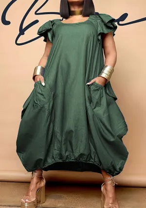 Effortlessly Chic Solid Color Loose-Fit Plus Size Denim Dress for Casual Elegance