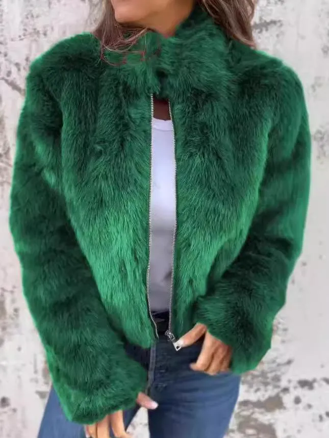Elegant Kaylen Fur Coat with Zipper